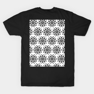 Black and white seamless flower pattern T-Shirt